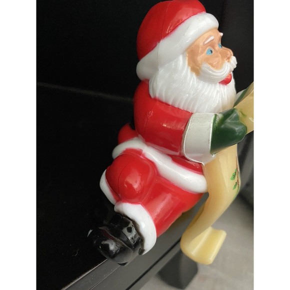 Vintage CELLULOID PLASTIC STOCKING HOLDER HANGER SANTA CLAUS CHRISTMAS LIST Bear - Picture 4 of 5